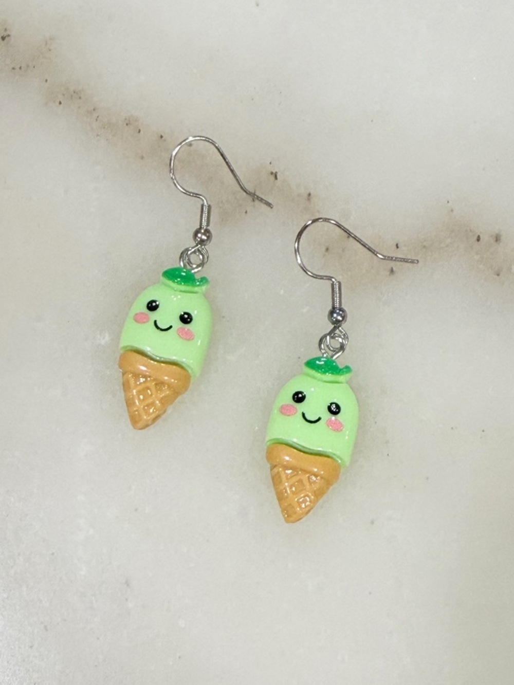 ✨ 5 for $30 Earring Bar✨ Kawaii Mint Ice Cream Cone Earrings Dangle Jewelry